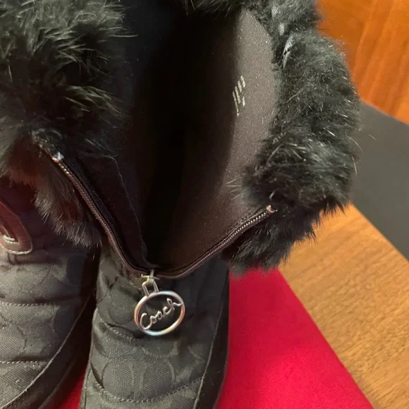 Coach Black Ankle Boots with Fur Trim - very warm and waterproof. - Picture 7 of 8